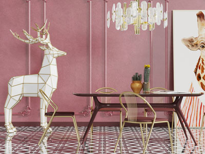 现代轻奢实木长方形餐桌椅组合