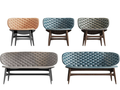 简欧软包靠背的多人沙发休闲椅子