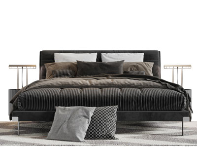 现代双人床床头柜