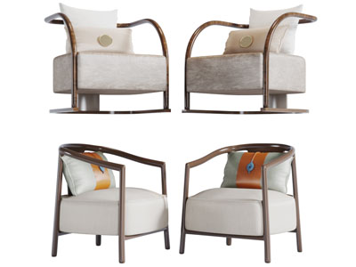 新中式布衣休闲单人沙发3d模型 新中式布衣休闲单人沙发