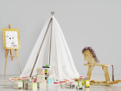 北欧儿童帐篷木马积木玩具