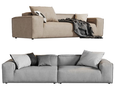 现代布艺多人沙发