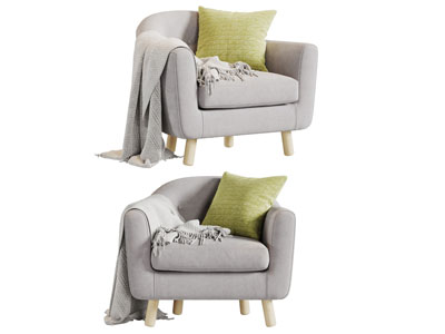 现代灰色单人沙发3d模型 现代灰色单人沙发