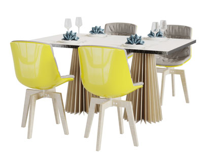 现代长方形餐桌椅组合