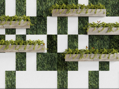 几何植物背景墙3d模型 几何植物背景墙