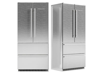 现代银色不锈钢双开门冰箱