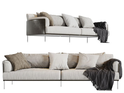 现代金属支架的布艺多人沙发