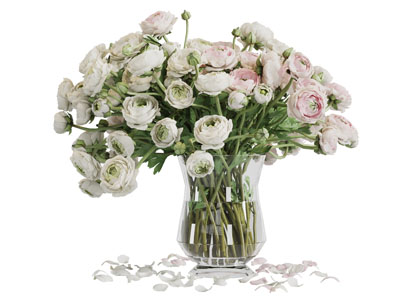 现代玻璃花瓶花卉3d模型 现代玻璃花瓶花卉