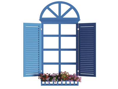 地中海蓝色实木假窗装饰挂件