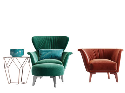 现代轻奢带脚踏的休闲单人沙发3d模型 现代轻奢带脚踏的休闲单人沙发