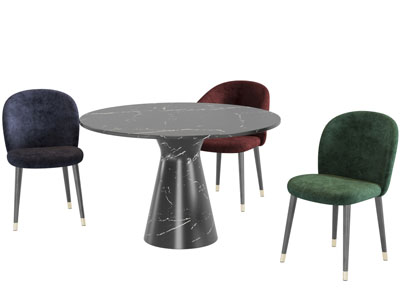 现代圆形大理石餐桌椅组合