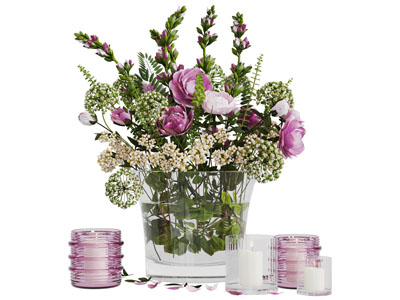 玻璃花瓶花卉烛台3d模型 玻璃花瓶花卉烛台