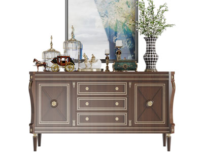 美式实木玄关柜边柜