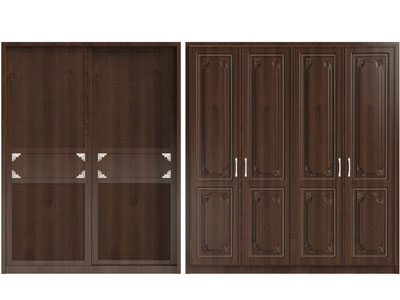 简欧实木衣柜推拉柜门