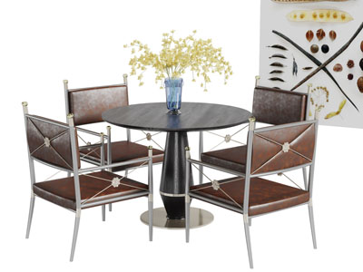 后现代圆形餐桌椅组合