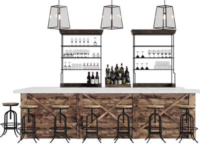 工业风实木吧台吧凳