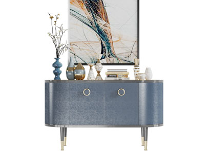 现代蓝色玄关柜边柜