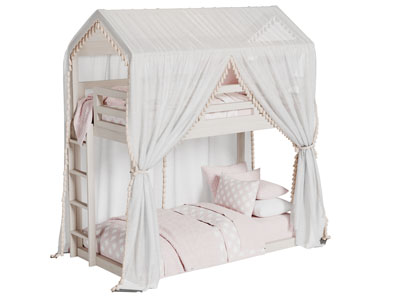 现代带有床围床幔的儿童上下床