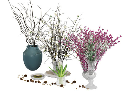 现代花瓶花卉3d模型 现代花瓶花卉