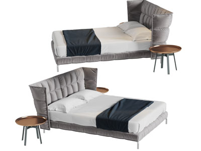 现代带有弯度床头的双人床