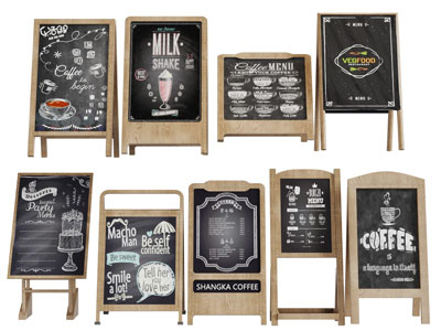 工业风咖啡厅黑板招牌广告牌3d模型 工业风咖啡厅黑板招牌广告牌