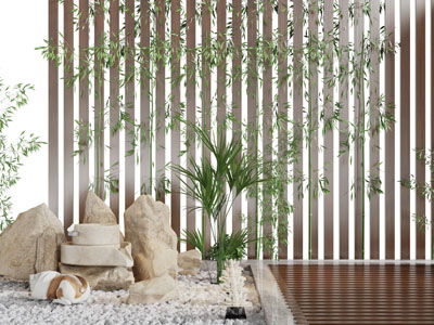 中式栅格石头景观园艺小品