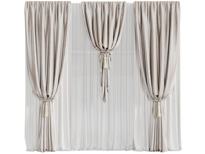 现代布艺窗帘窗纱3d模型 现代布艺窗帘窗纱