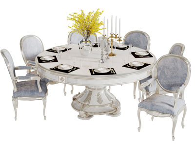 新古典圆形餐桌椅组合