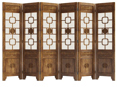 中式实木雕花屏风