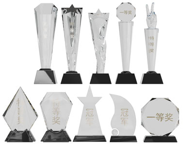 玻璃奖牌奖杯3d模型 玻璃奖牌奖杯