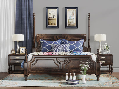 美式实木双人床床头柜