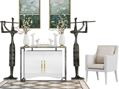 现代玄关柜单人沙发3d模型 现代玄关柜单人沙发