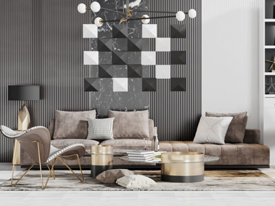 现代布艺多人沙发休闲椅子茶几组合