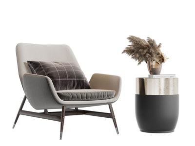 现代布艺休闲椅子茶几