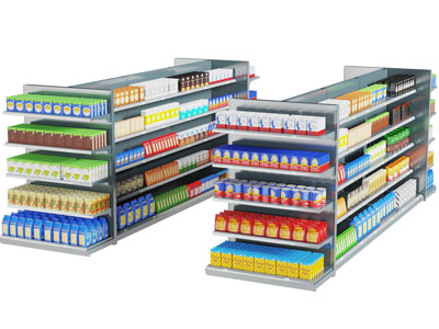 现代便利店金属零食货架3d模型 现代便利店金属零食货架