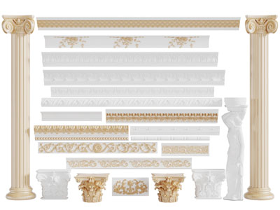 欧式金色罗马柱子雕花角线
