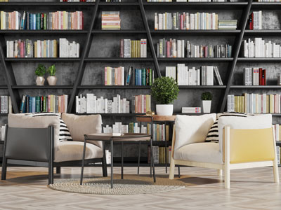 现代黑色实木书柜单人沙发3d模型 现代黑色实木书柜单人沙发