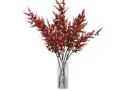 圆柱形玻璃花瓶花卉3d模型 圆柱形玻璃花瓶花卉