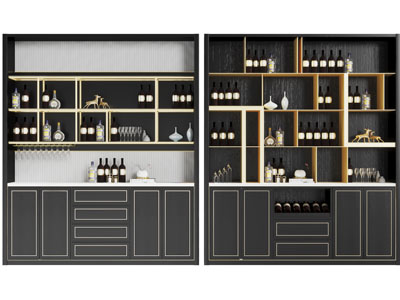 新中式黑色装饰酒柜
