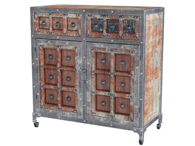 工业风做旧带滑轮玄关柜边柜