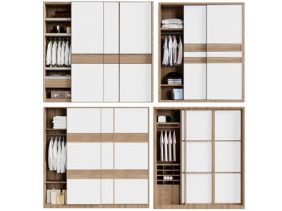 北欧推拉门衣柜3d模型 北欧推拉门衣柜