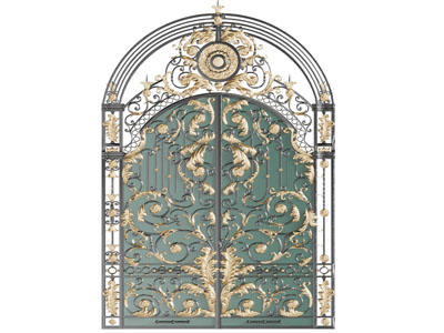 法式铁艺雕花拱形大门