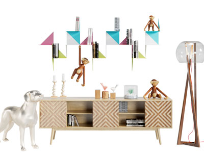 北欧实木电视柜落地灯