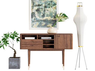 北欧实木玄关柜边柜落地灯