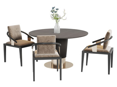 现代圆形餐桌椅组合
