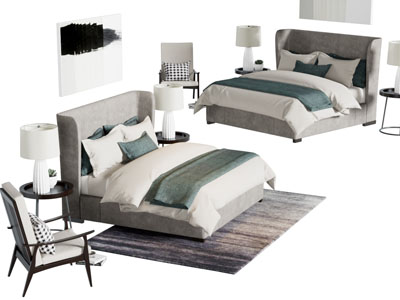 现代布艺双人床