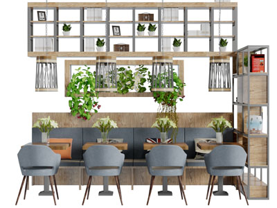 工业风饭店卡座餐桌椅组合