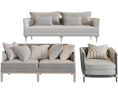 现代布艺多人单人沙发3d模型 现代布艺多人单人沙发