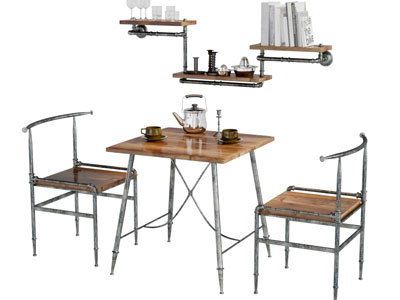 工业风方形餐桌椅组合