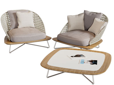 现代镂空靠背休闲椅子茶几